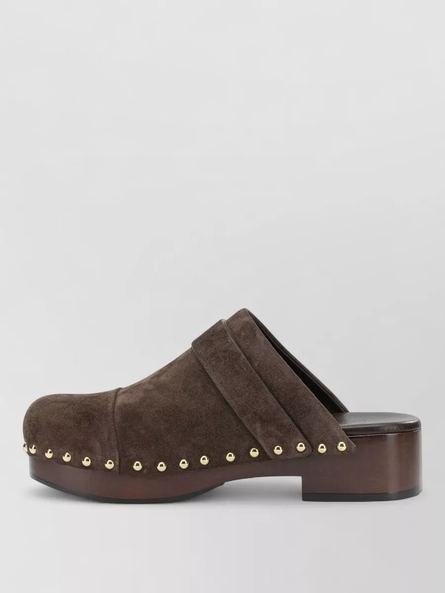 Chloé Suede Leather Jeannette Clog Mules