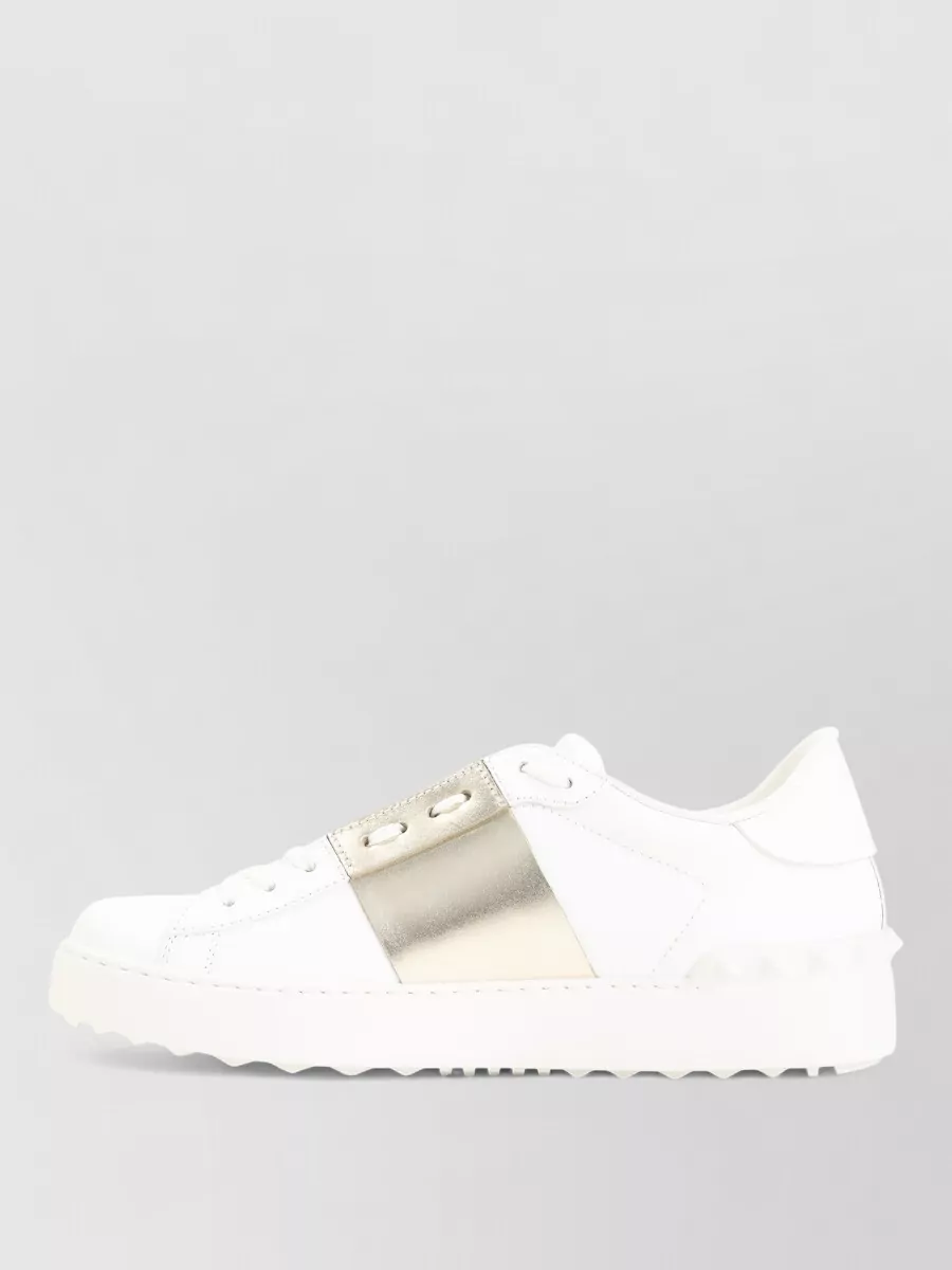 Valentino Garavani Sneakers Metallic Panel Rubber Sole Studded Heel