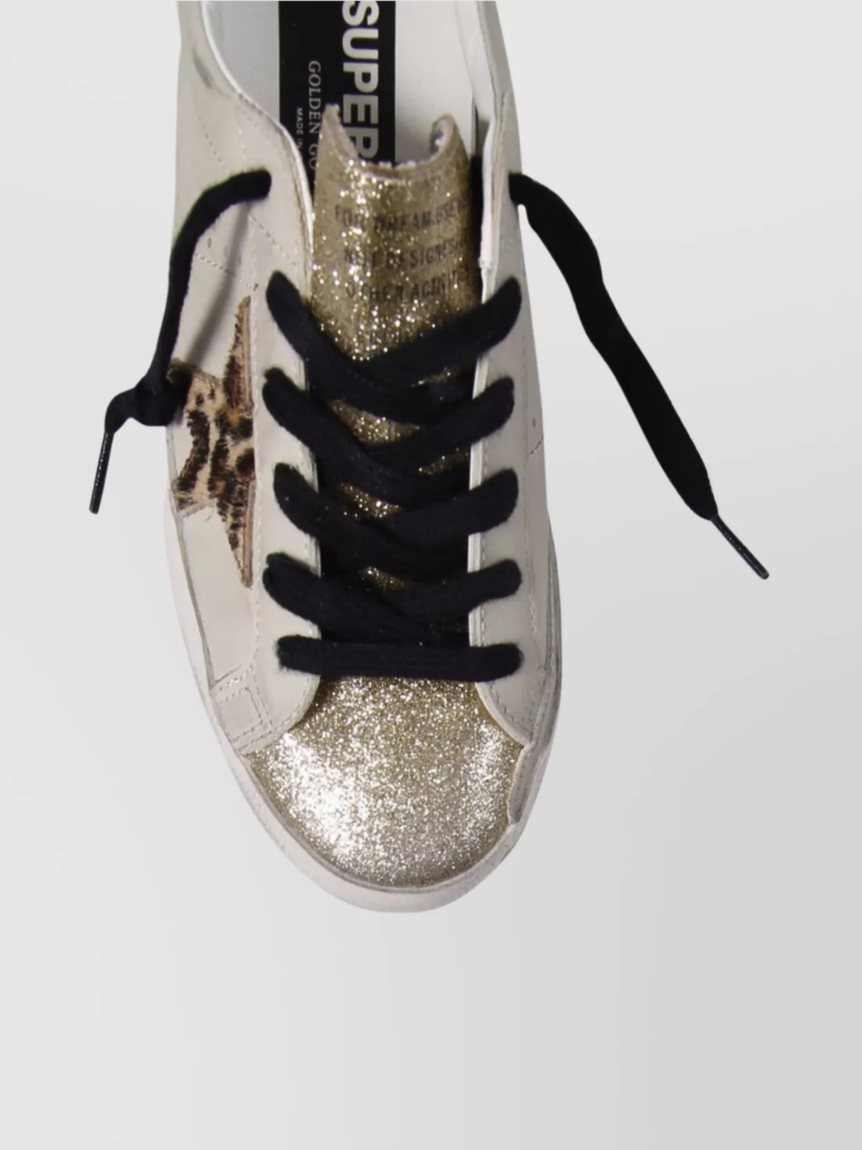 Golden Goose Star Glitter Toe And Tongue Leather Heel