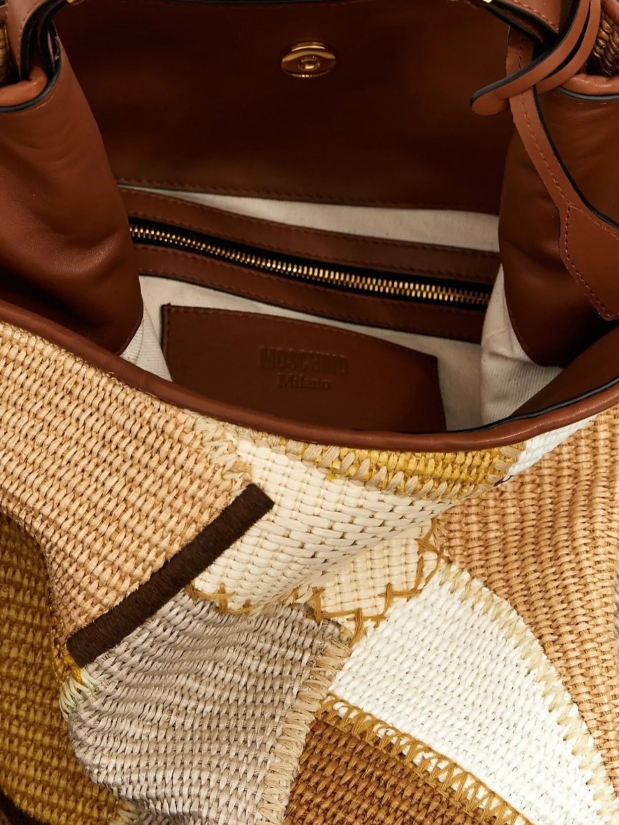 Moschino Crafted Patchwork Tote Bag