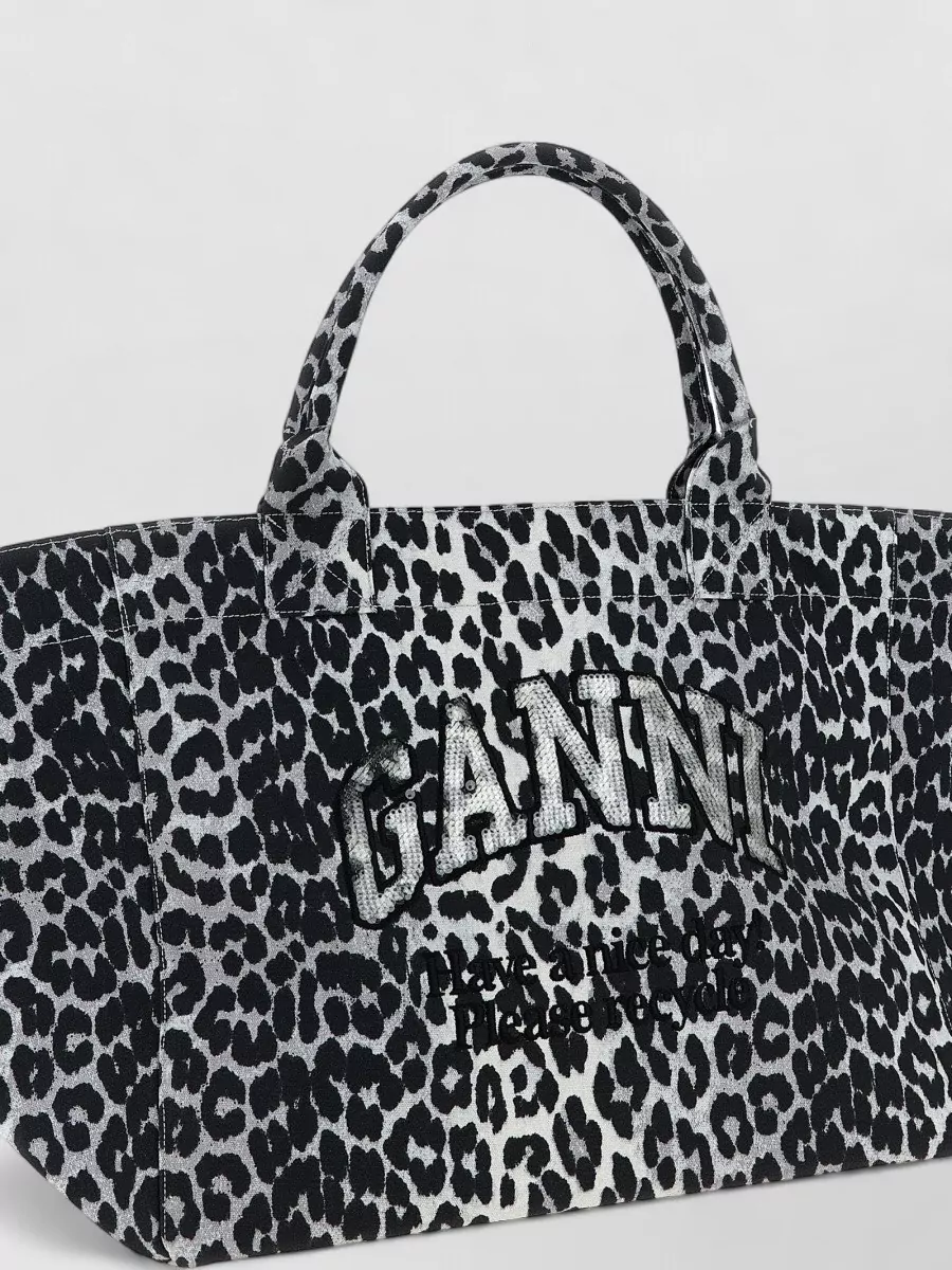 Ganni Leopard Sequin Xxl Tote Bag Shopping