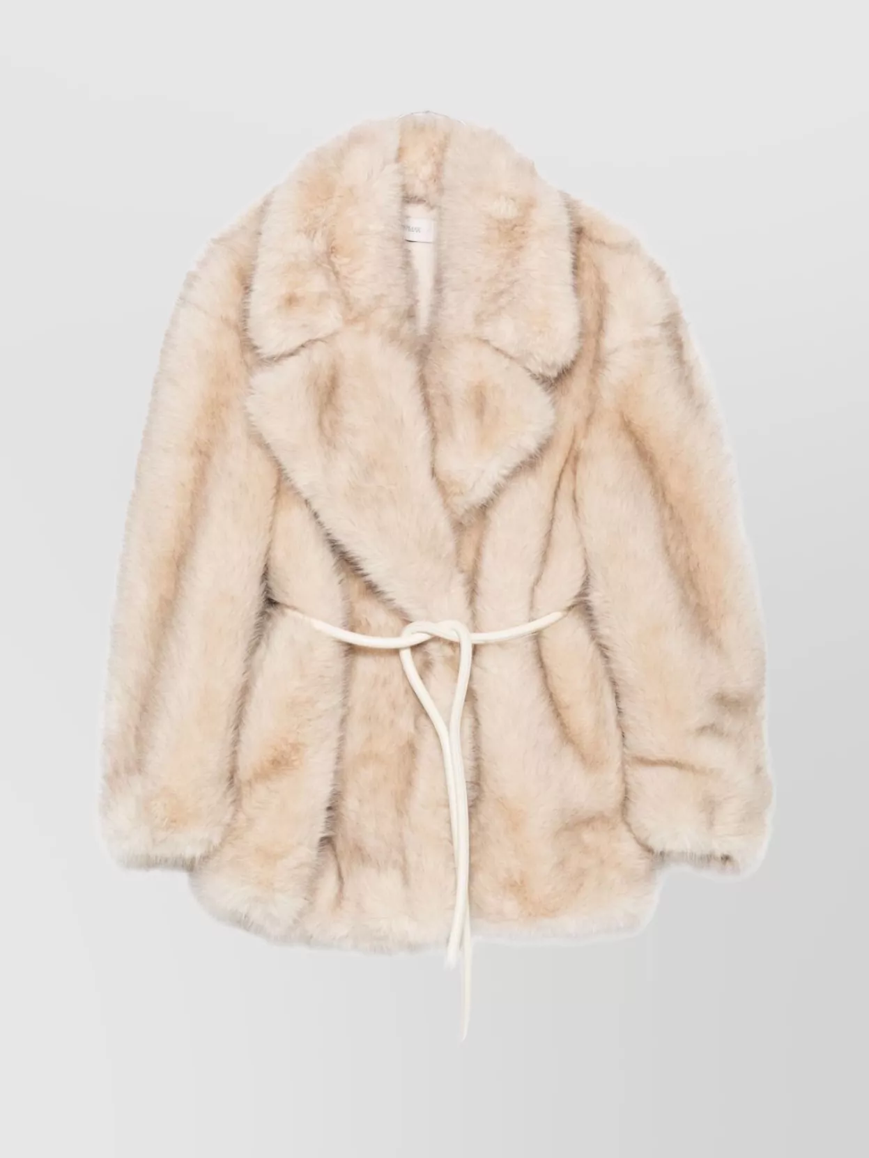 Sportmax Chic Jacket With Faux Fur And Belt In Neutral