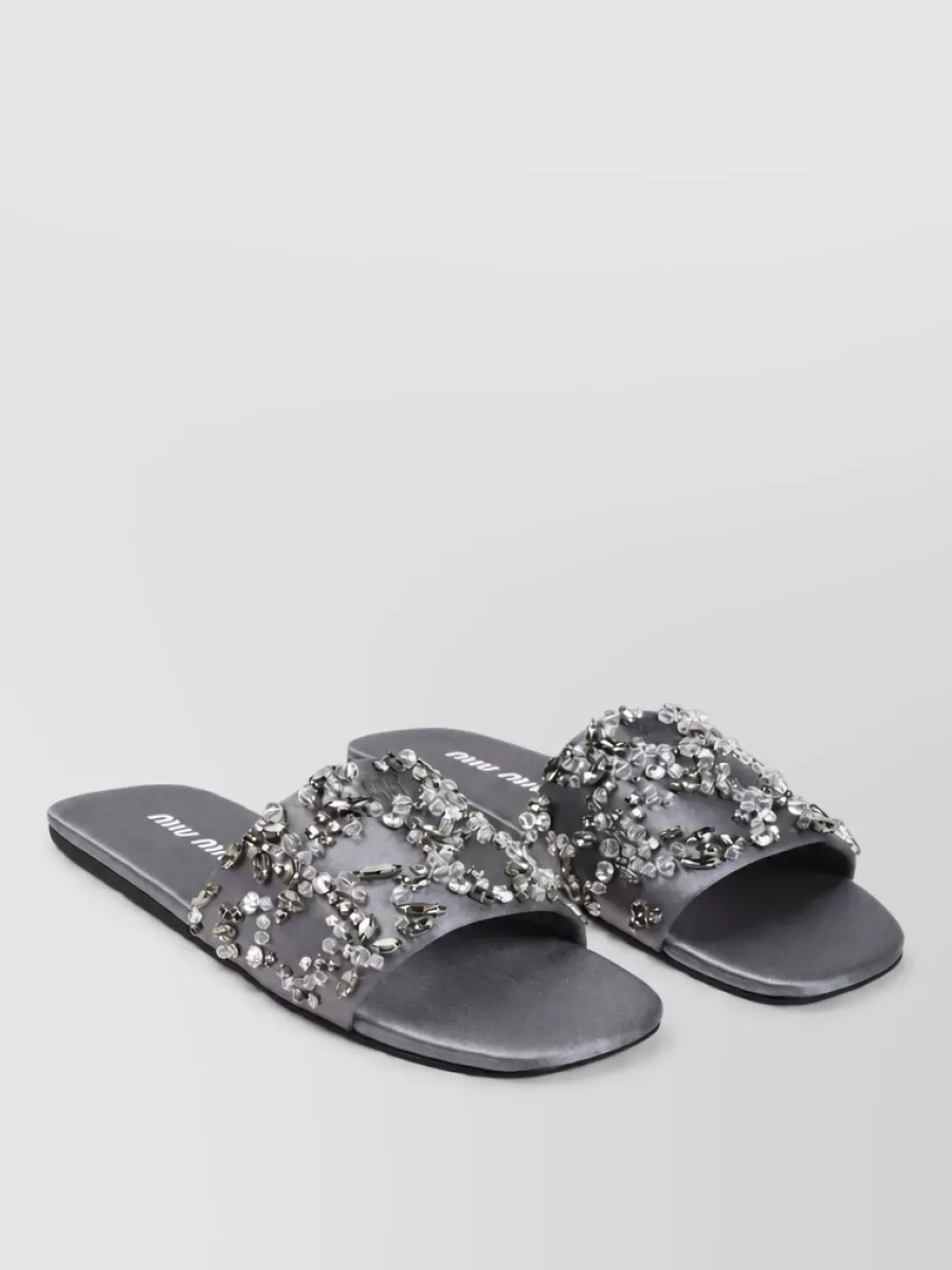 Miu Miu embellished silk wool slides