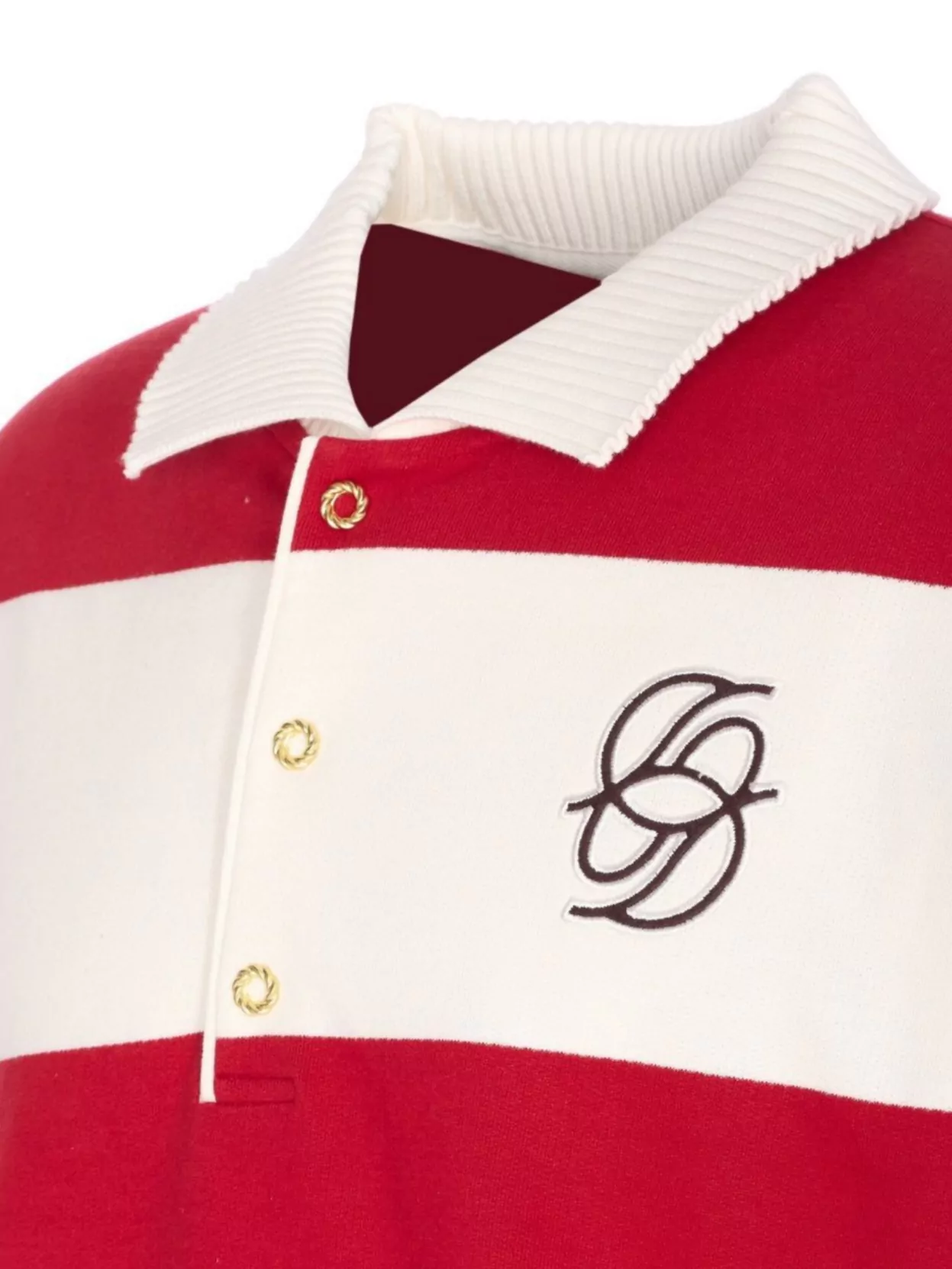 Drôle De Monsieur Striped Long Sleeve Polo Shirt With Embroidery