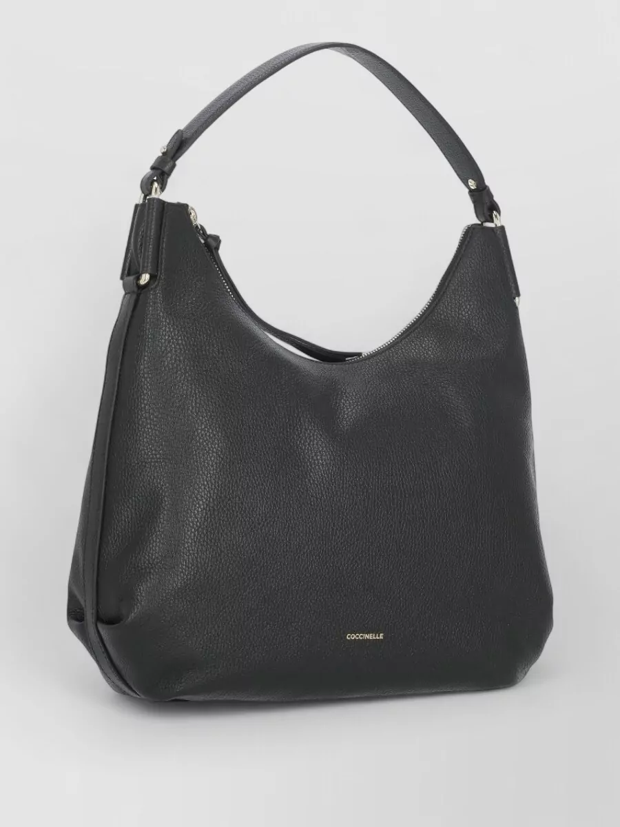 Coccinelle Pebbled Leather Shoulder Bag Removable Strap Handle