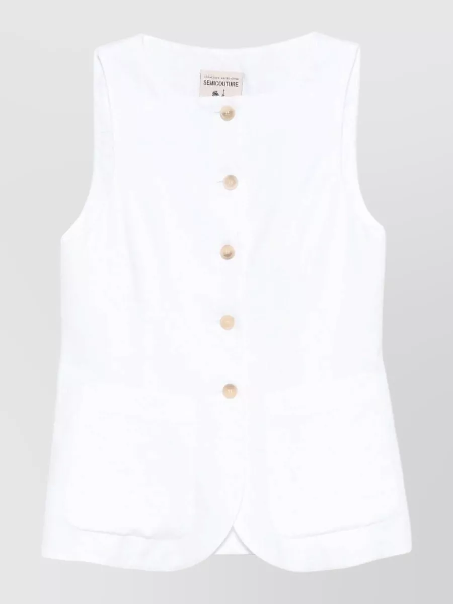 Semicouture Linen Sleeveless Vest