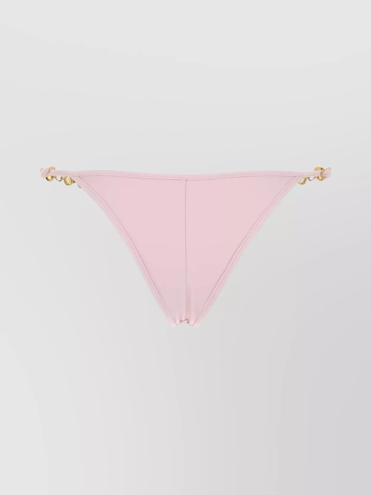 Reina Olga Low-Rise Stretch Nylon Bikini Bottom With Gold-Tone Accents