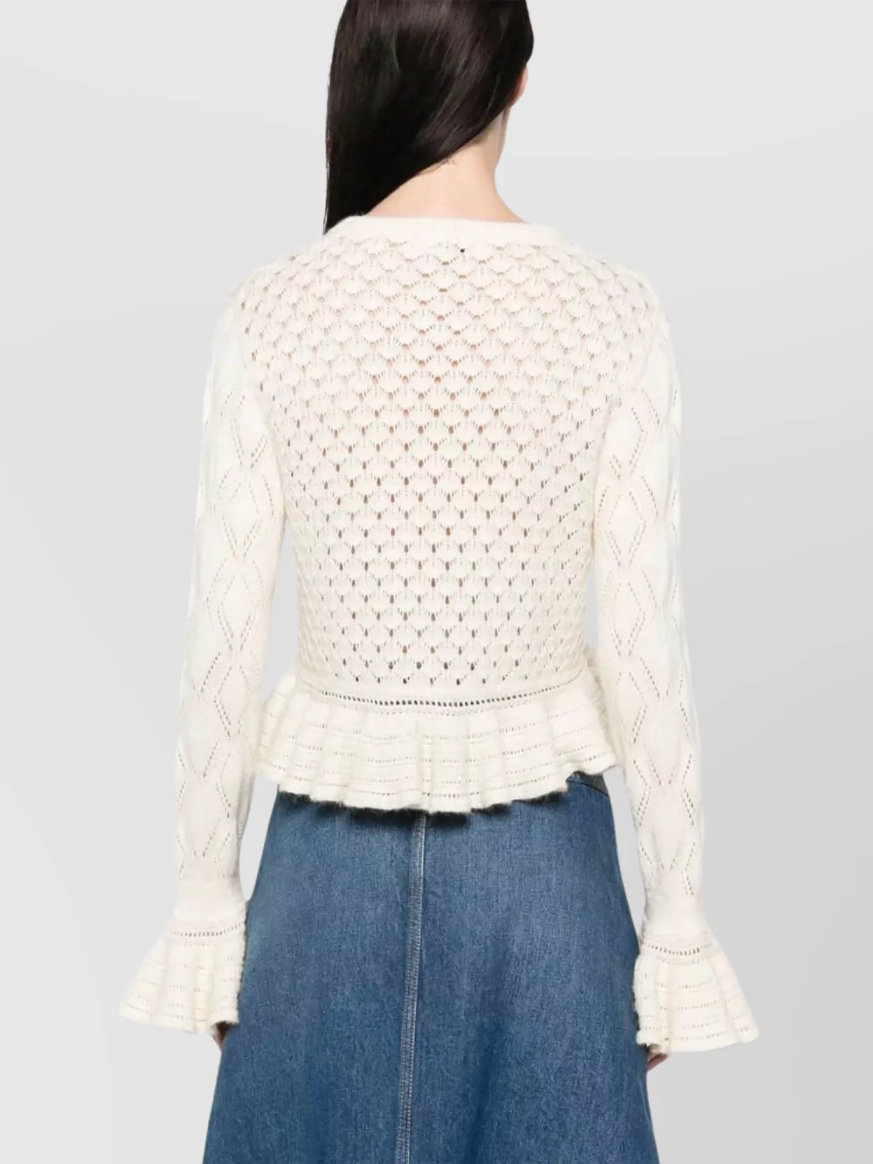 Chloé Latte-colored Crochet Cardigan In Cotton Blend Women In Neutral