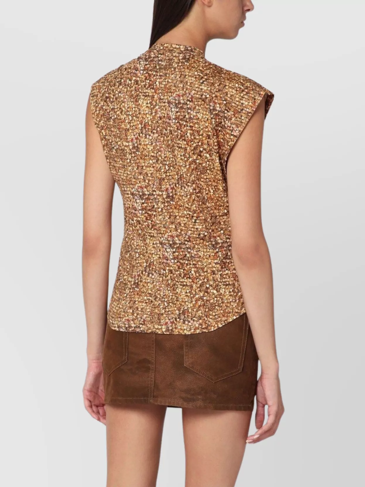 Isabel Marant Nayda Asymmetric T-shirt Ochre Print In Brown