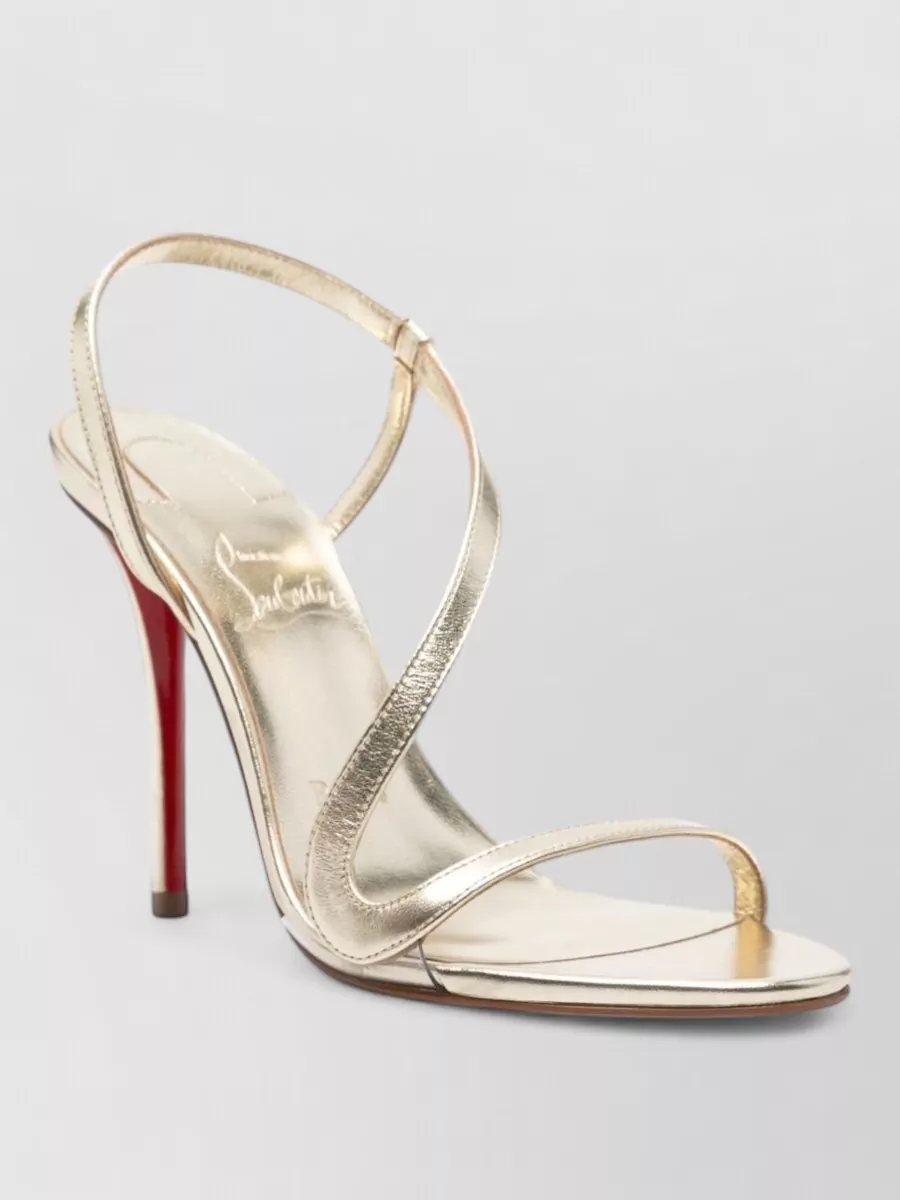 Christian Louboutin metallic leather asymmetric strap sandals