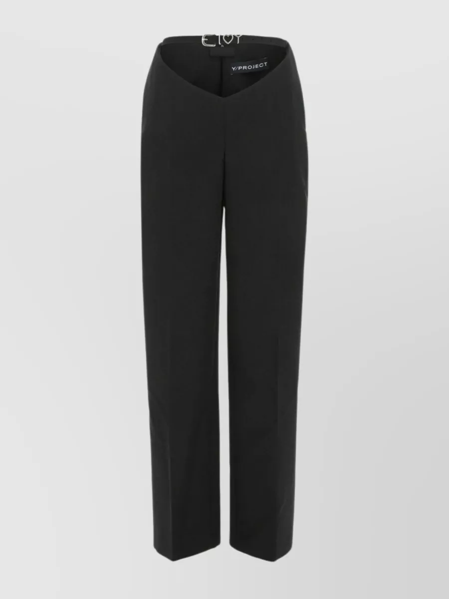 Shop Y/project Wide-cut Wool Trousers With Belt Loops In Black