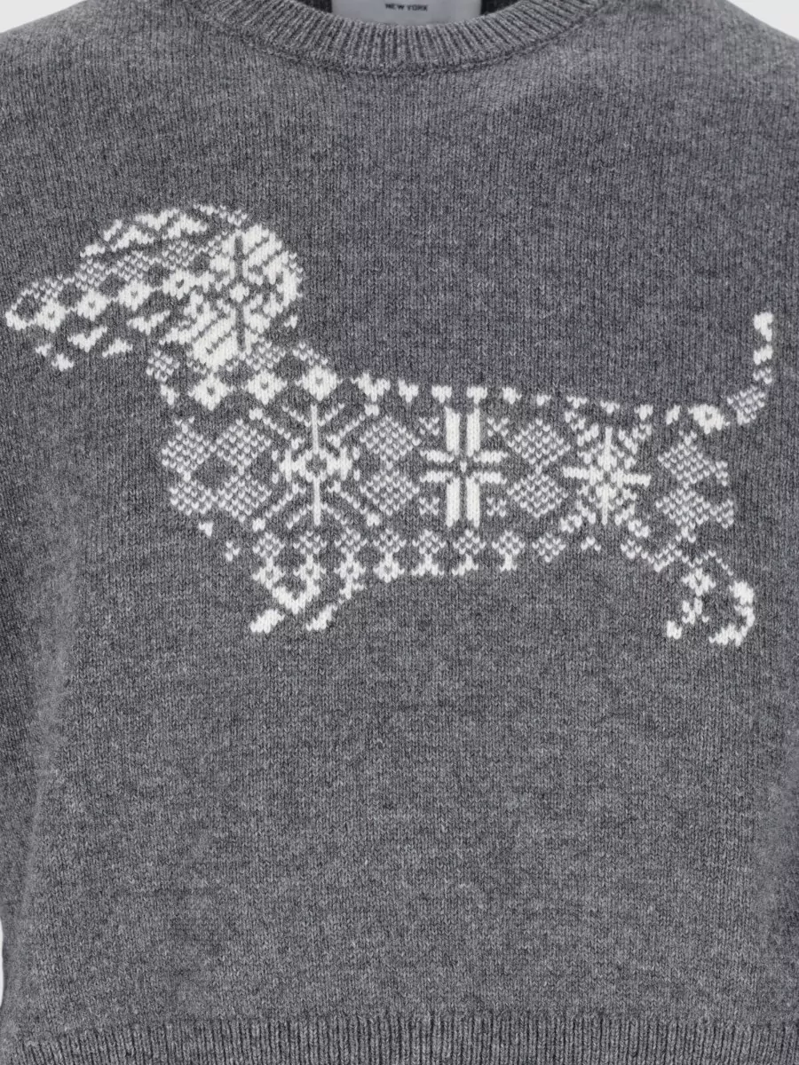 Thom Browne Wool Hector Snowflake Jacquard Crewneck Sweater