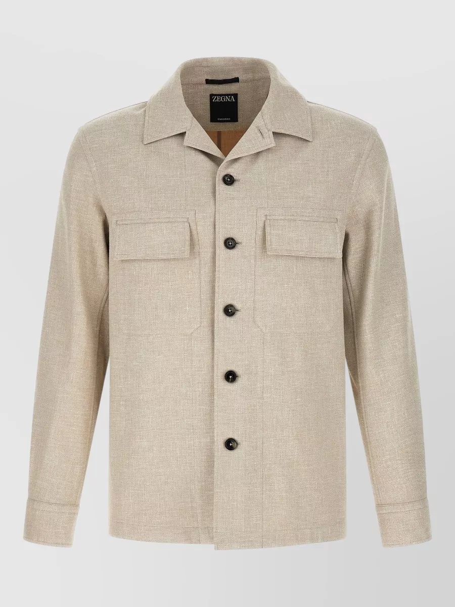 Zegna Linen Blend Shirt Jacket