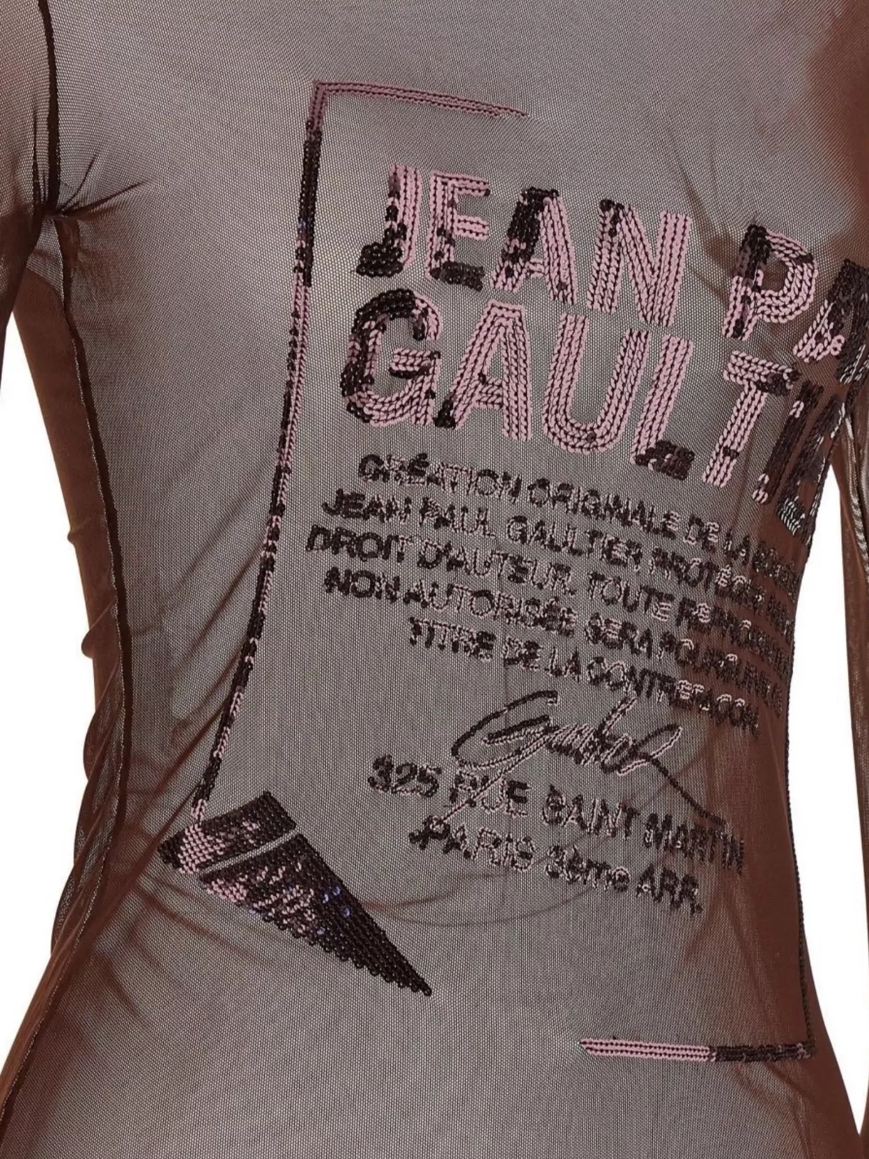 Jean Paul Gaultier Graphic Print Sheer Long Sleeve Top