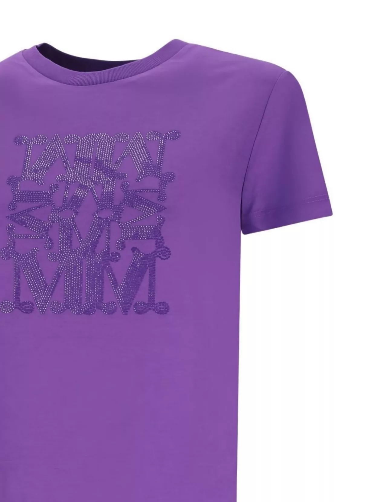 Max Mara Sleeve Detail Crew Neck Graphic Print Top In Purple
