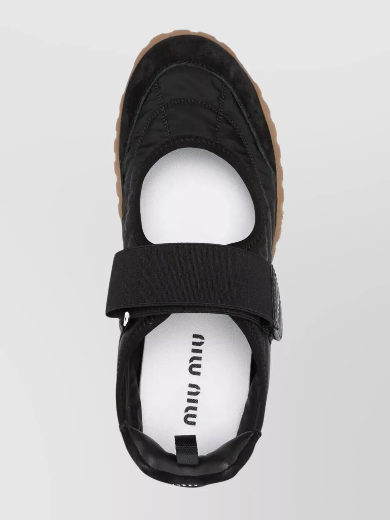 Miu Miu Technical Fabric And Suede Ballerina Sneakers In Black