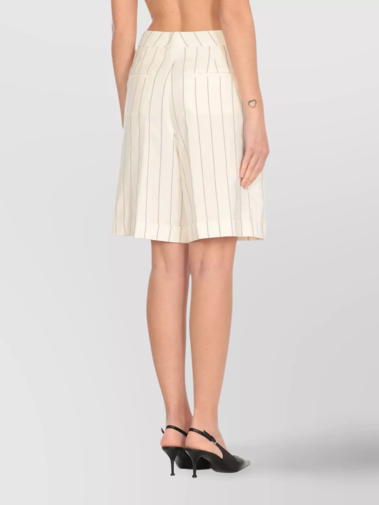 Peserico Striped Linen Blend High Waist Shorts