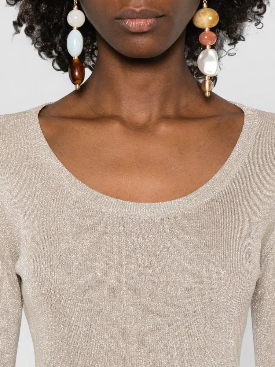 Fabiana Filippi Scoop Neck Fine Knit Ribbed Sweater