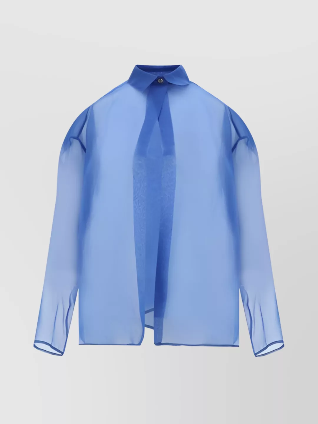 Giorgio Armani Asymmetrical Hem Silk Shirt In Blue
