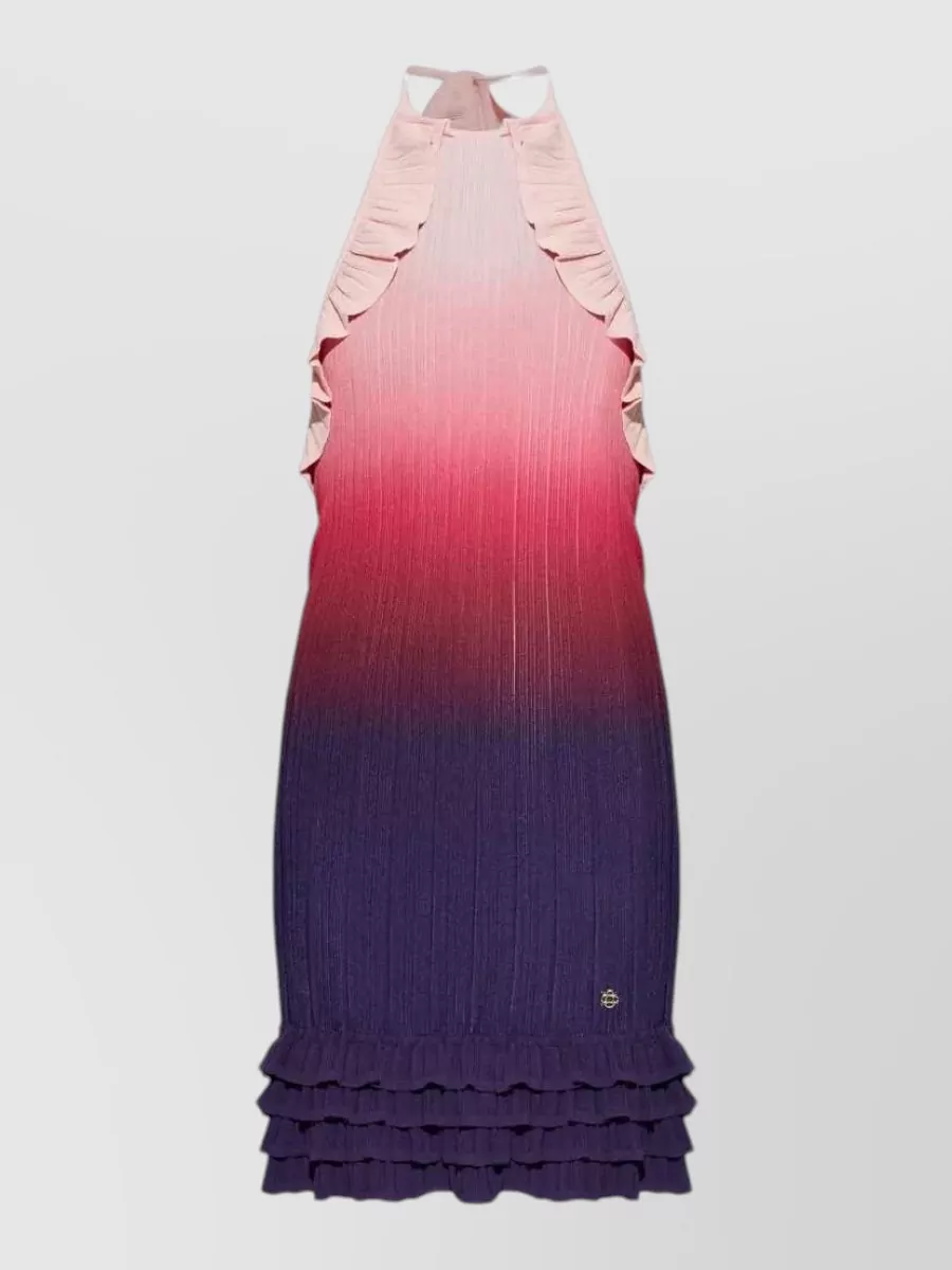 Casablanca gradient ruffle halterneck mini dress