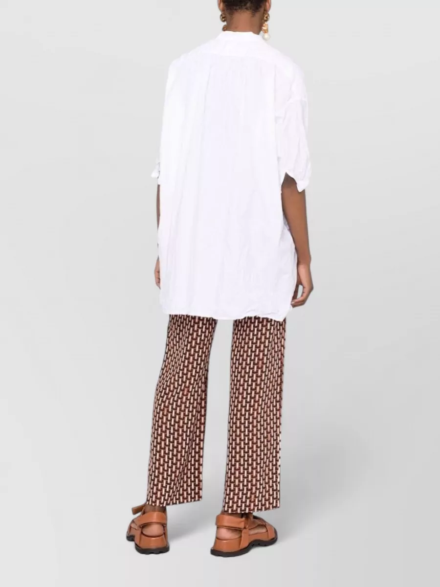 Daniela Gregis Cotton Shirt High Low Hem Stand Collar