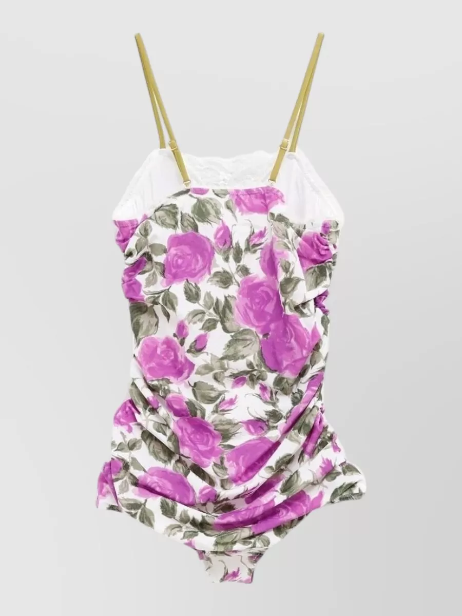 Chloé Floral-Print V-Neck Bodysuit