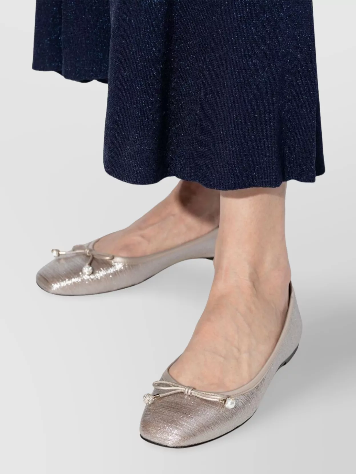 Jimmy Choo Leather Ballet Flats Metallic Finish