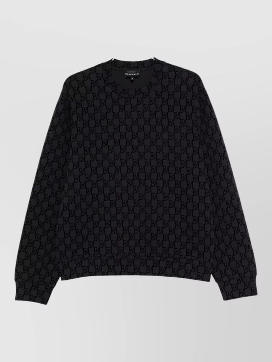 Emporio Armani ribbed monogram crew-neck sweatshirt
