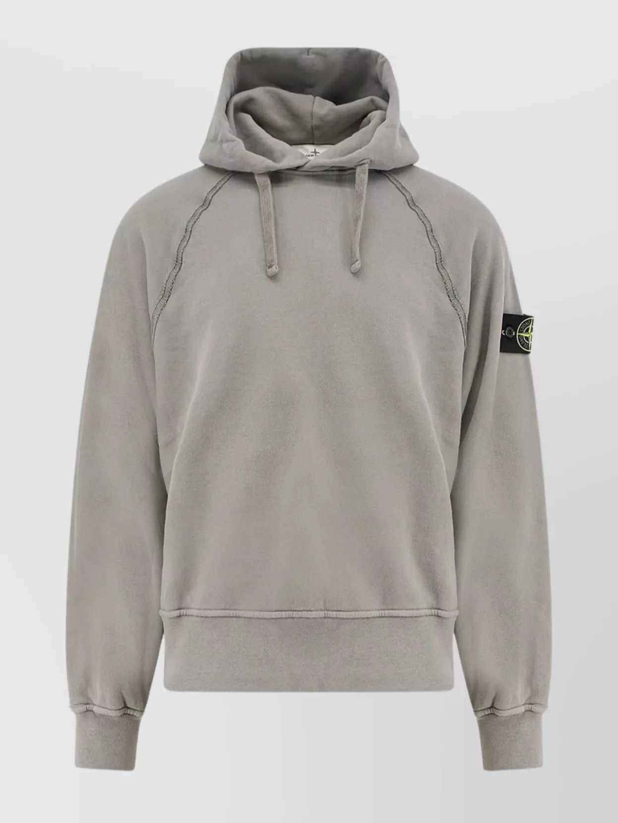 Stone Island - cotton sweatshirt with hood and ribbed edges