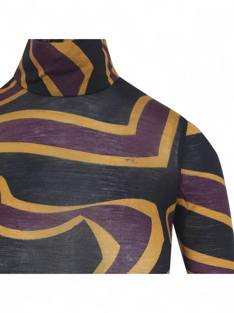 Pucci Virgin Wool Printed Turtleneck Long-Sleeve Top