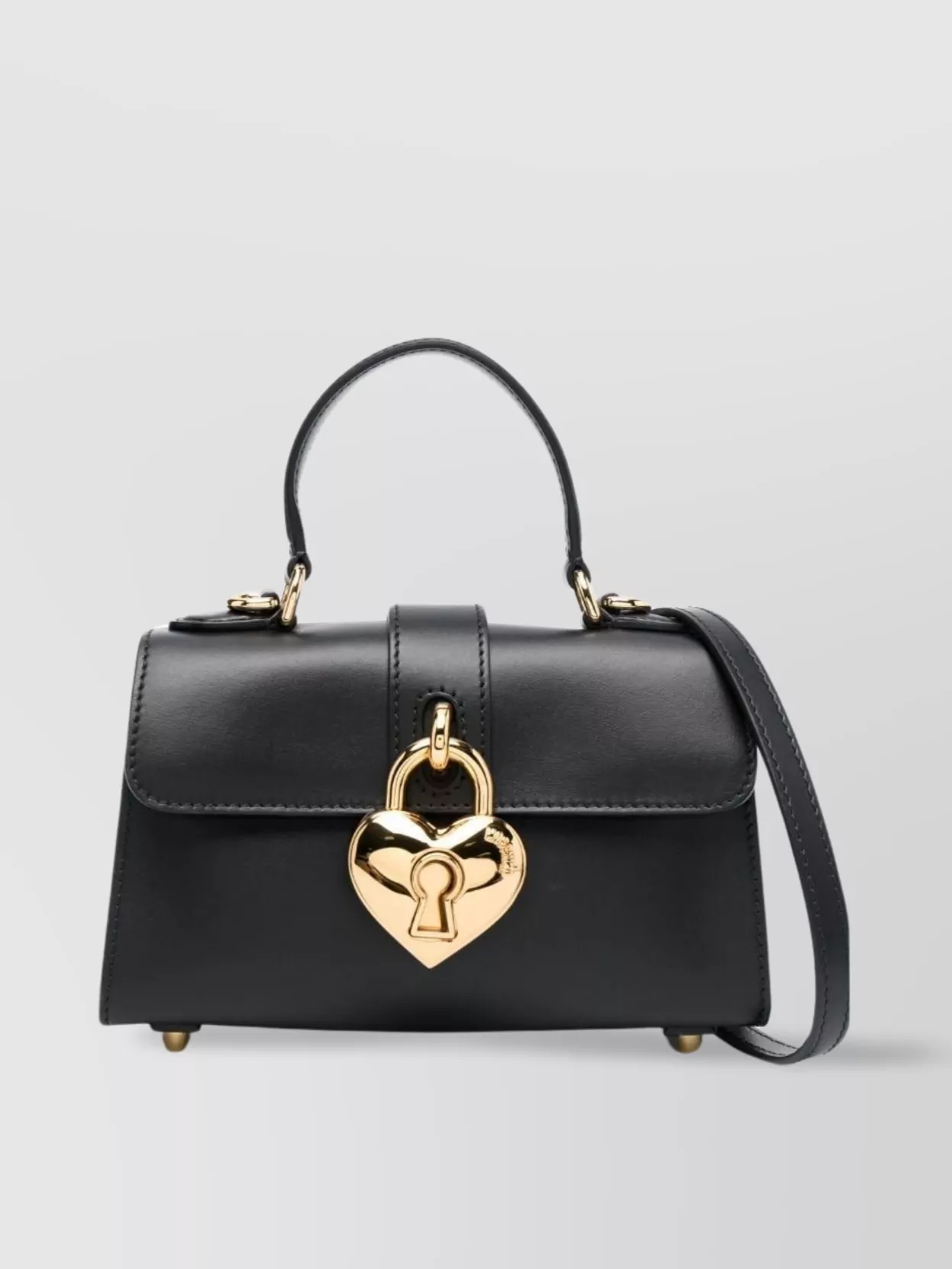 MOSCHINO DETACHABLE STRAP LEATHER BAG WITH HEART LOCK CHARM