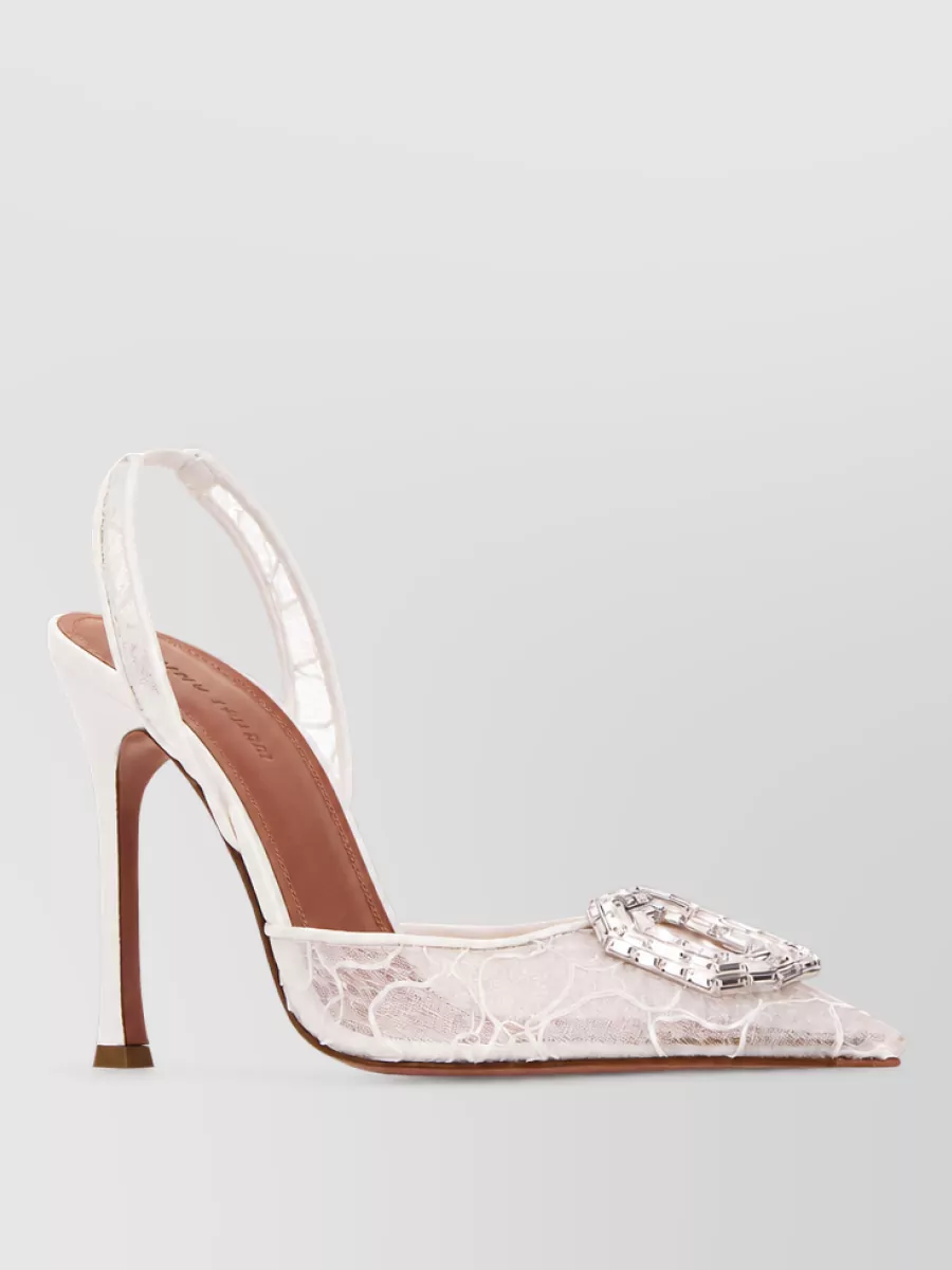 Amina Muaddi lace slingback mules