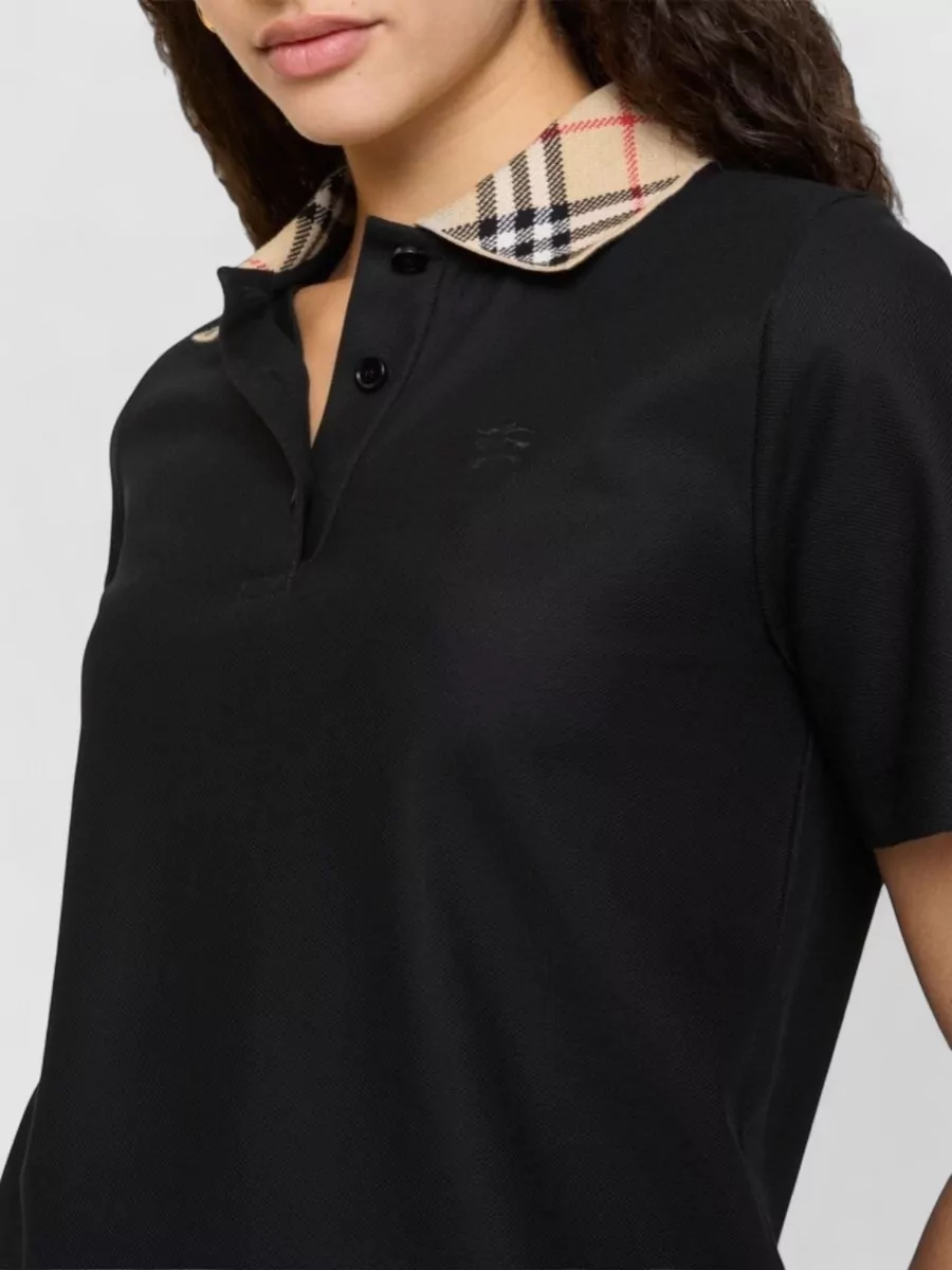 Burberry Cotton Check Collar Short-Sleeve Polo Shirt