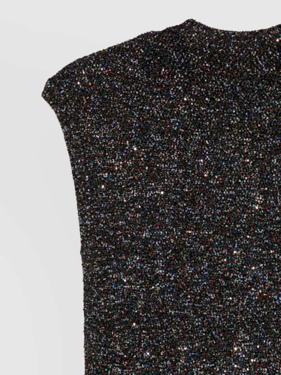 Emporio Armani Sequin-Embellished Sleeveless Knitted Top