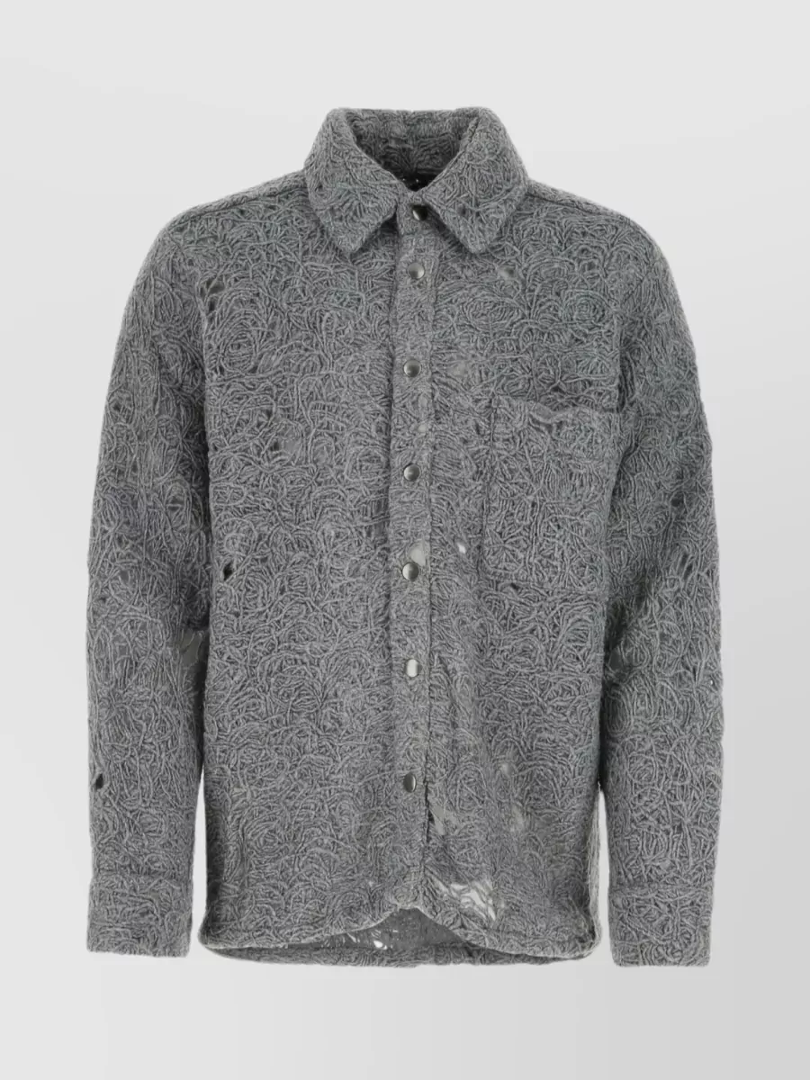 Shop Vitelli Textured Fabric Regenerated Yarn Shirt In Grey