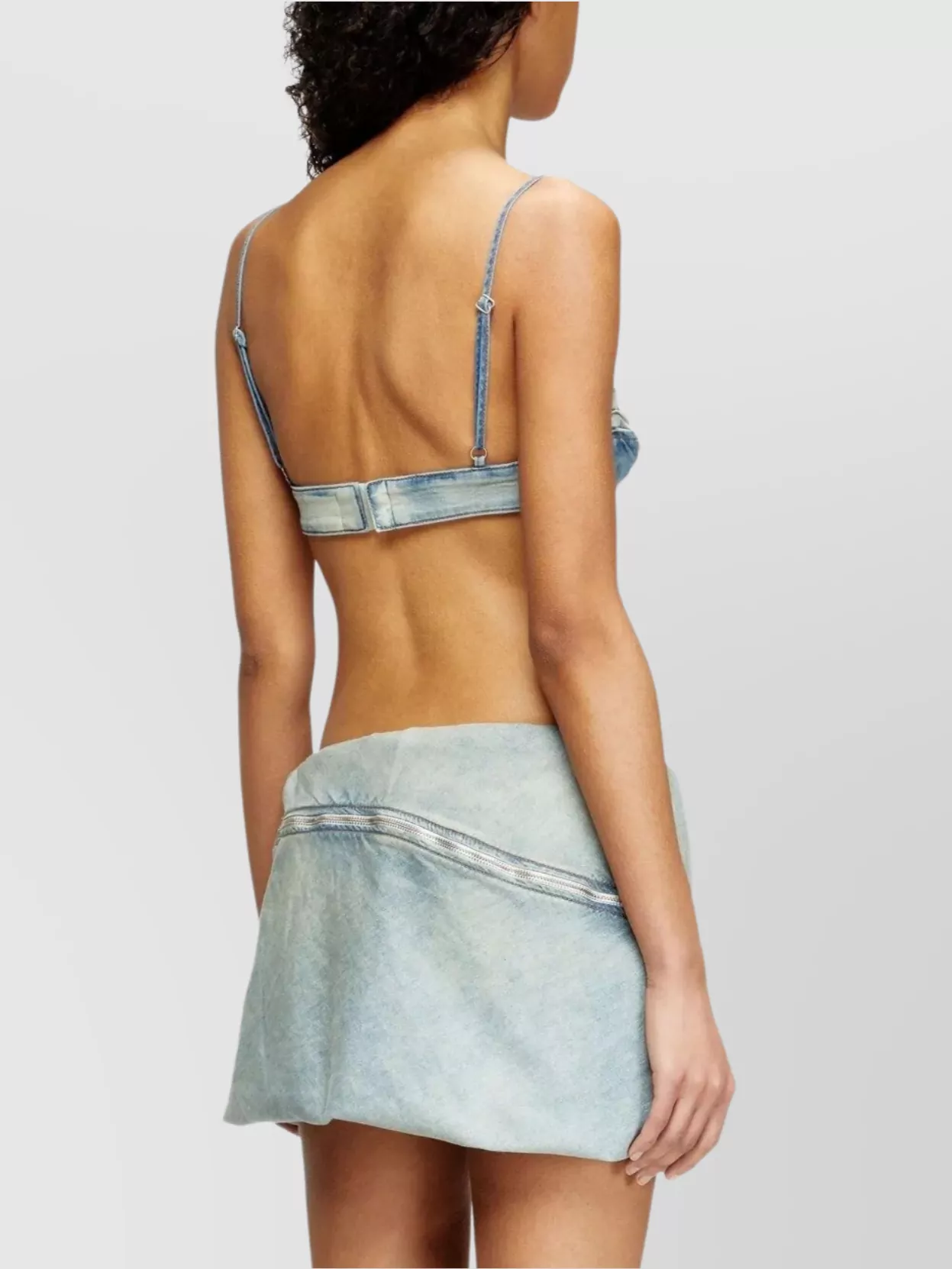 Diesel Ruffle Denim Top Adjustable Straps