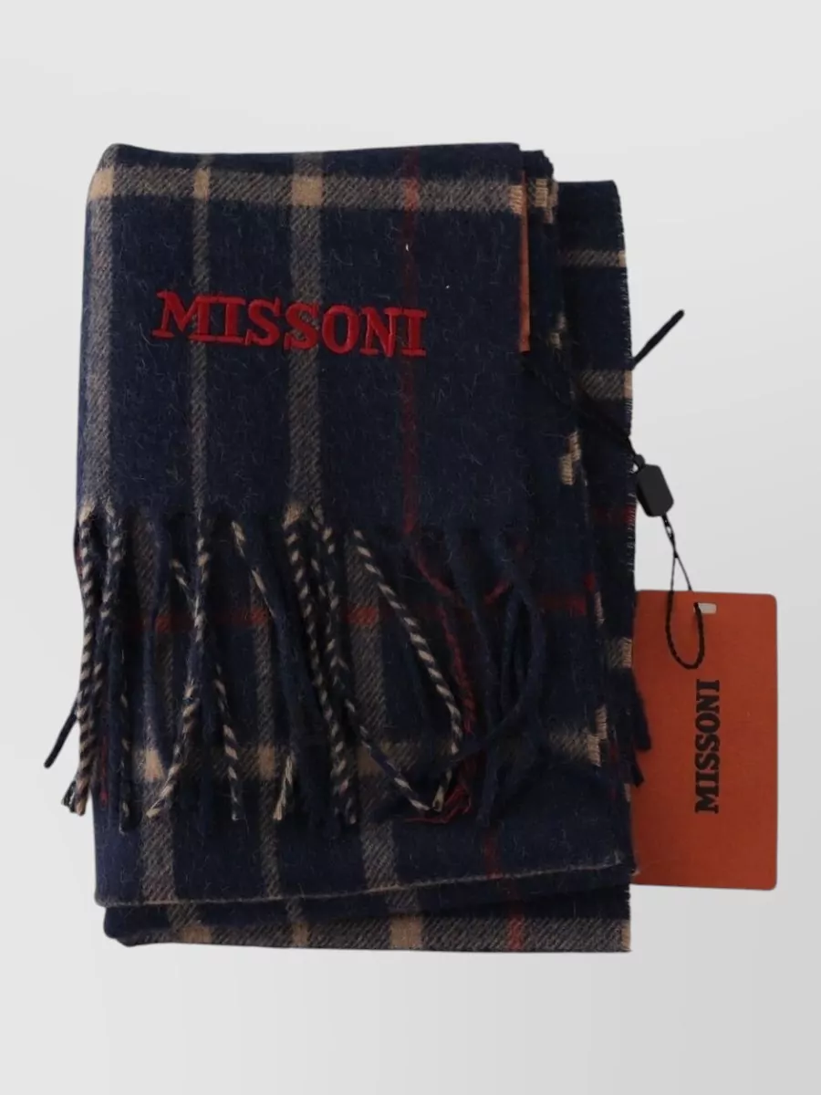 Missoni Camel Hair Checked Fringed Scarf