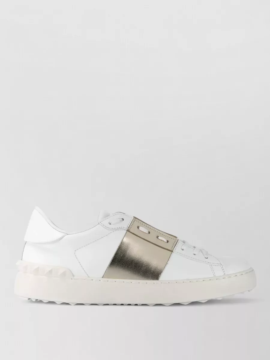 Valentino Low Sneakers Round Toe Metallic Detail
