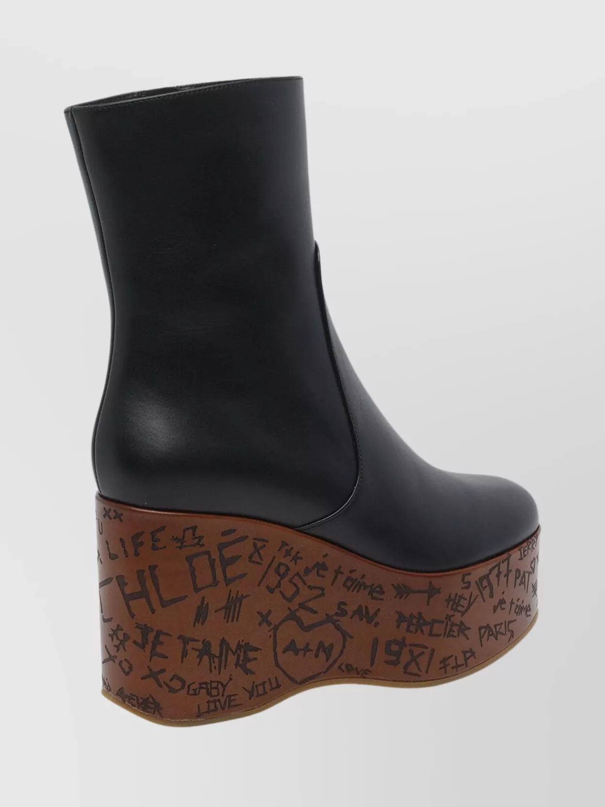 Chloé Graphic Print Leather Ankle Length Boots