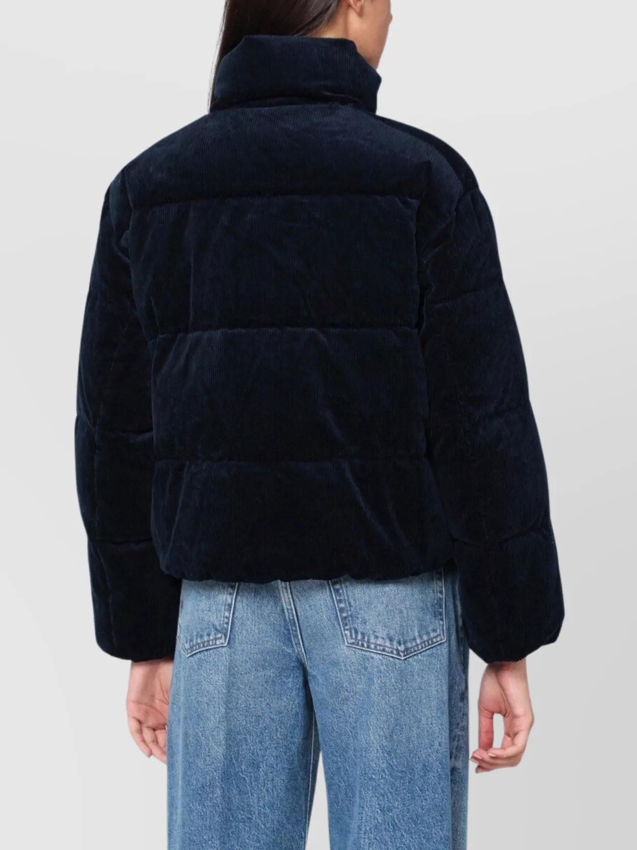 Polo Ralph Lauren Corduroy Puffer Jacket High Collar In Blue