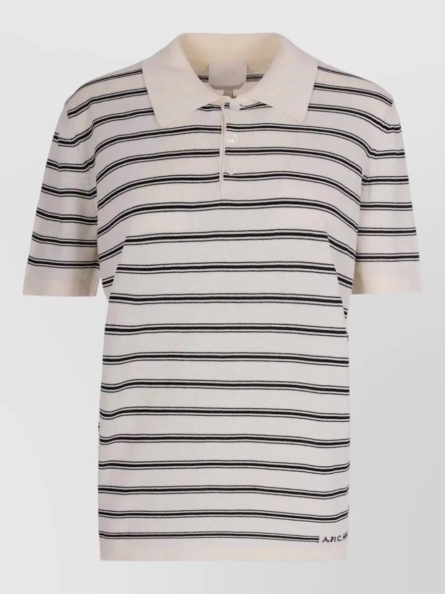 A.P.C. Striped cotton long-sleeve polo shirt