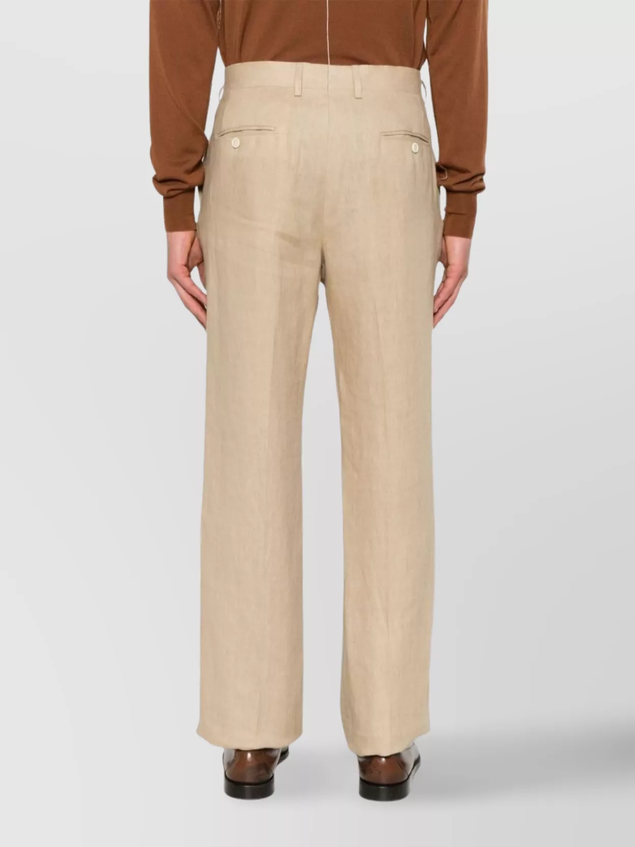 Lardini Beige Drop Trousers With Concealed Fastening And Tailored Finish