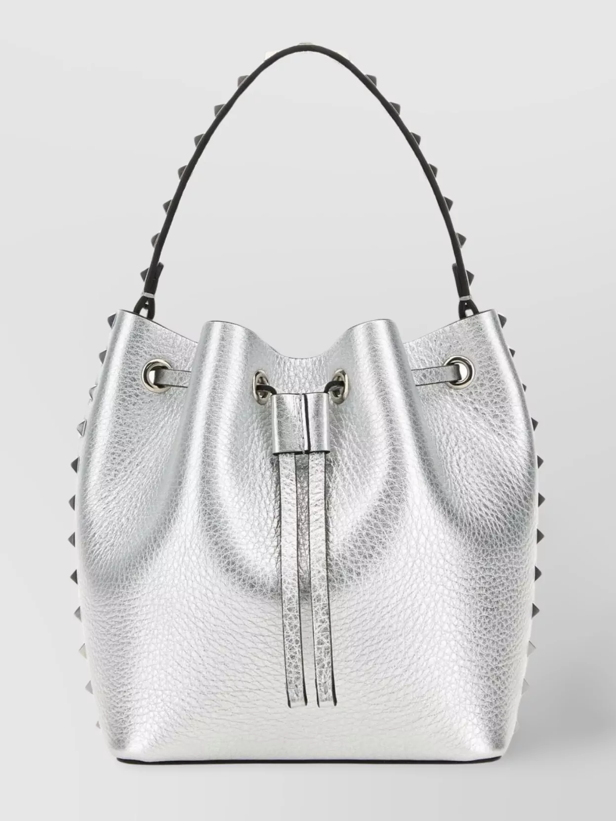 Shop Valentino Metallic Rockstud Bucket Bag Tassel