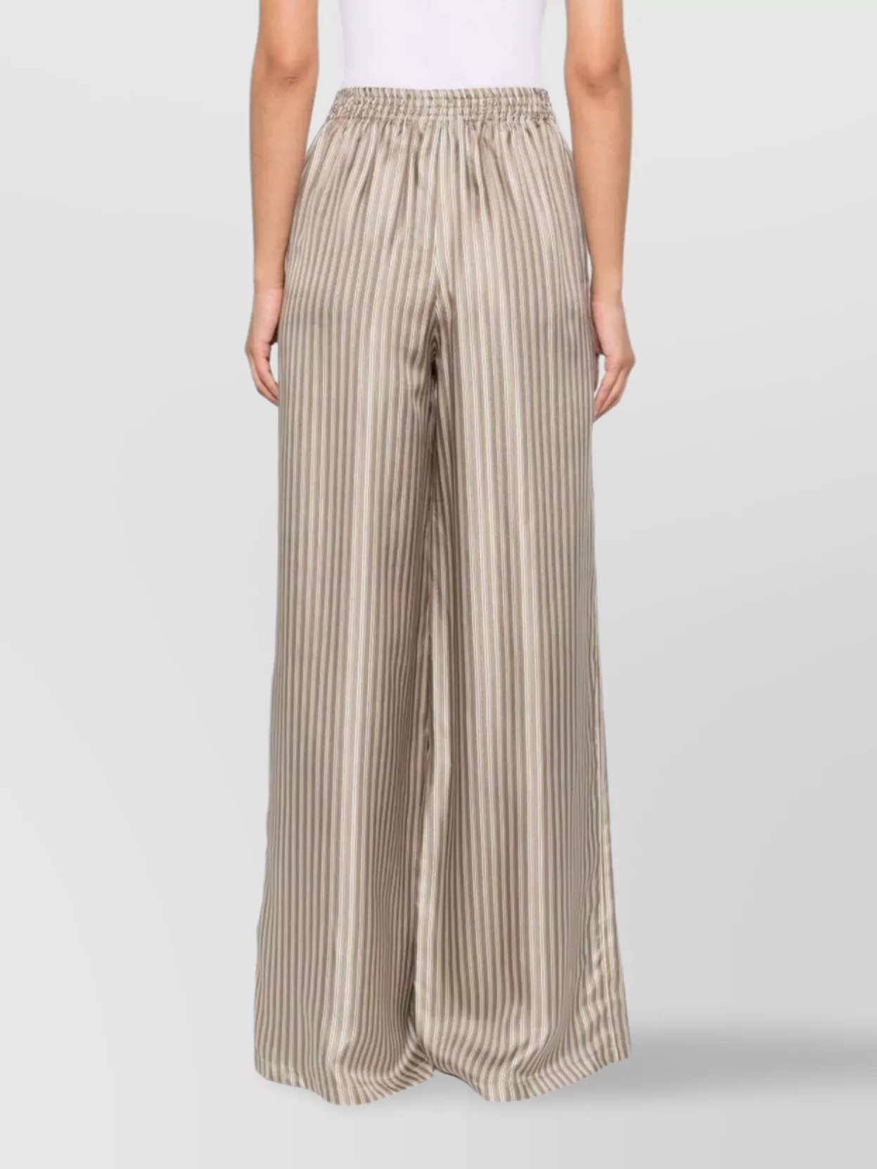 Max Mara Ladino Striped Silk Trousers In Neutral
