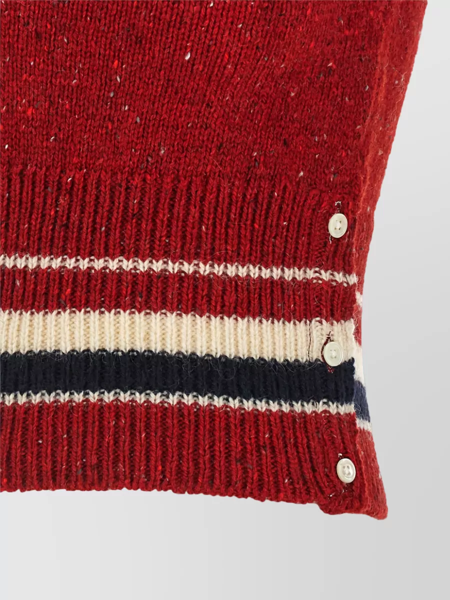 Thom Browne Wool Mohair Ribbed V-Neck Sleeveless Knitted Top
