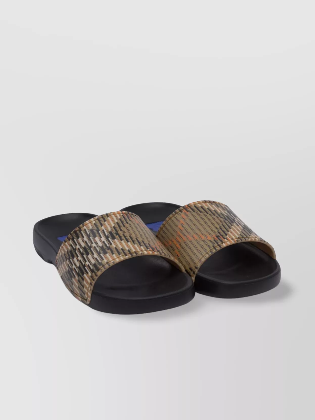 Burberry Patterned Strap Open Toe Sandals With Textured Sole