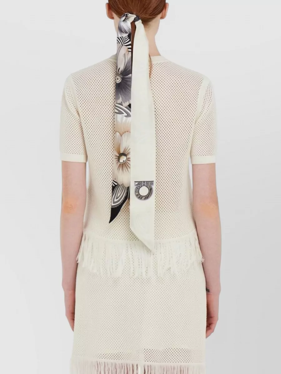 Ferragamo Silk Foulard Floral Pattern Long Length