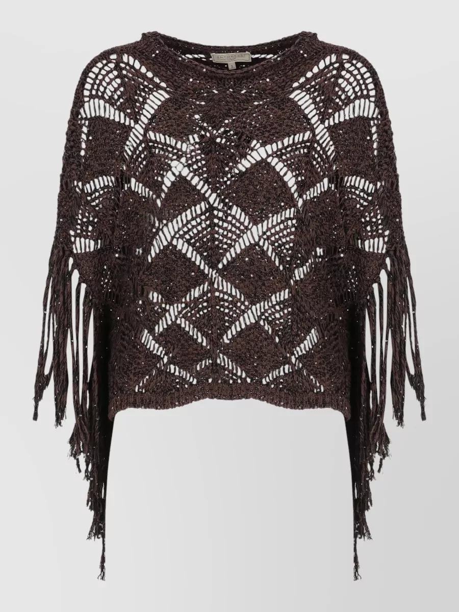Antonelli Firenze Sequined Cutout Short-Sleeve Blouse