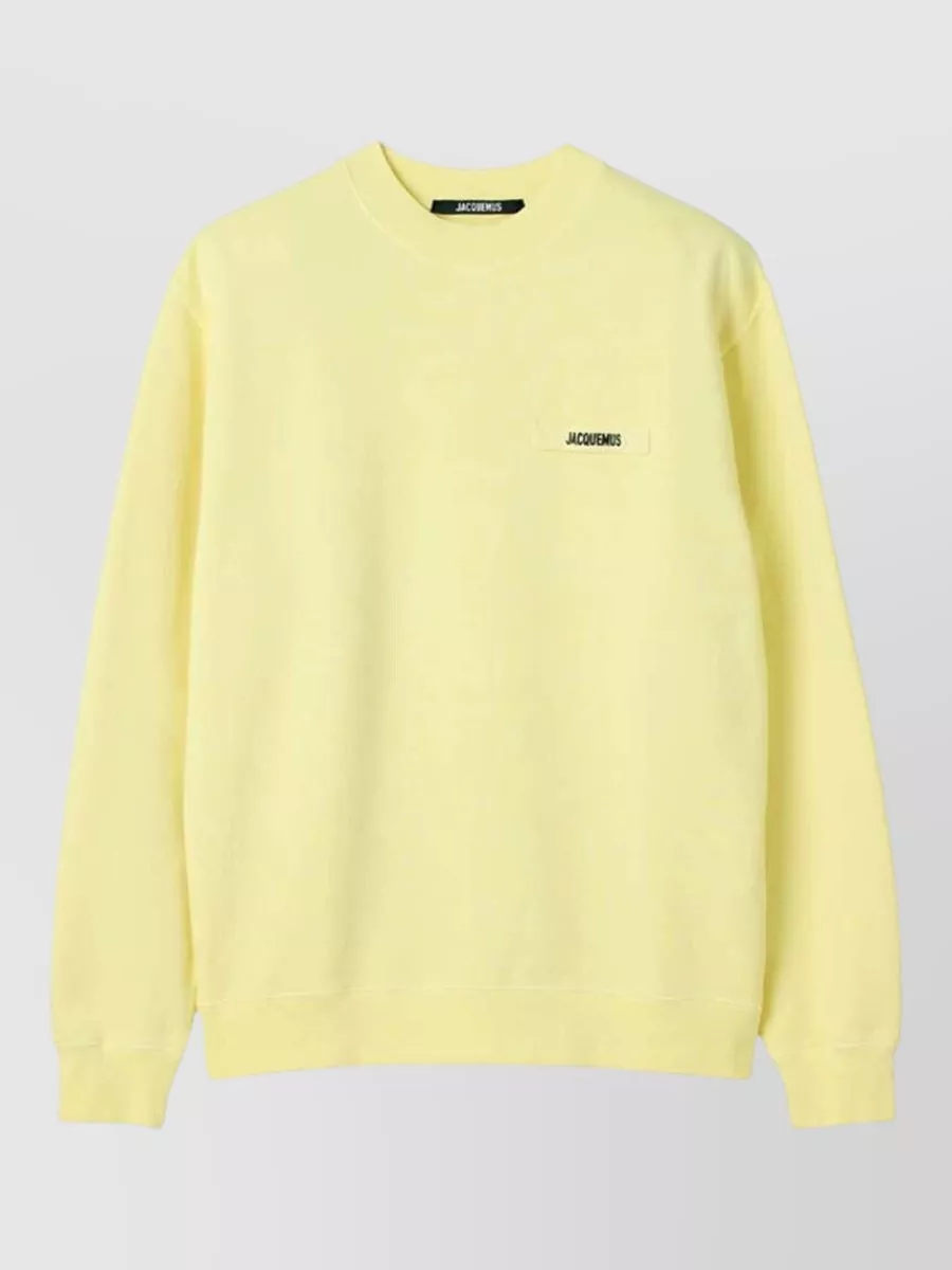 Jacquemus cotton logo patch crew neck long sleeve sweatshirt