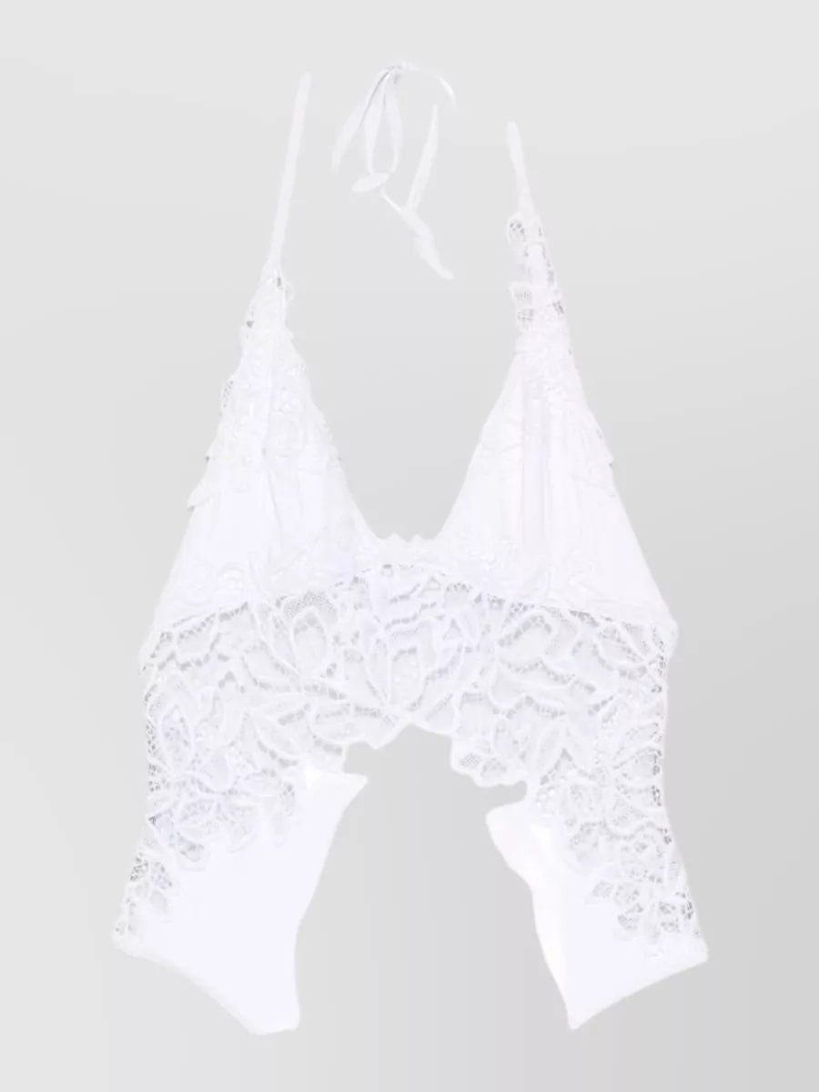 Ermanno Scervino Lace Halterneck V-Neck Bodysuit